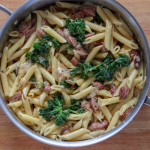 Cheesy Pasta with Sausage, Sage and Kale