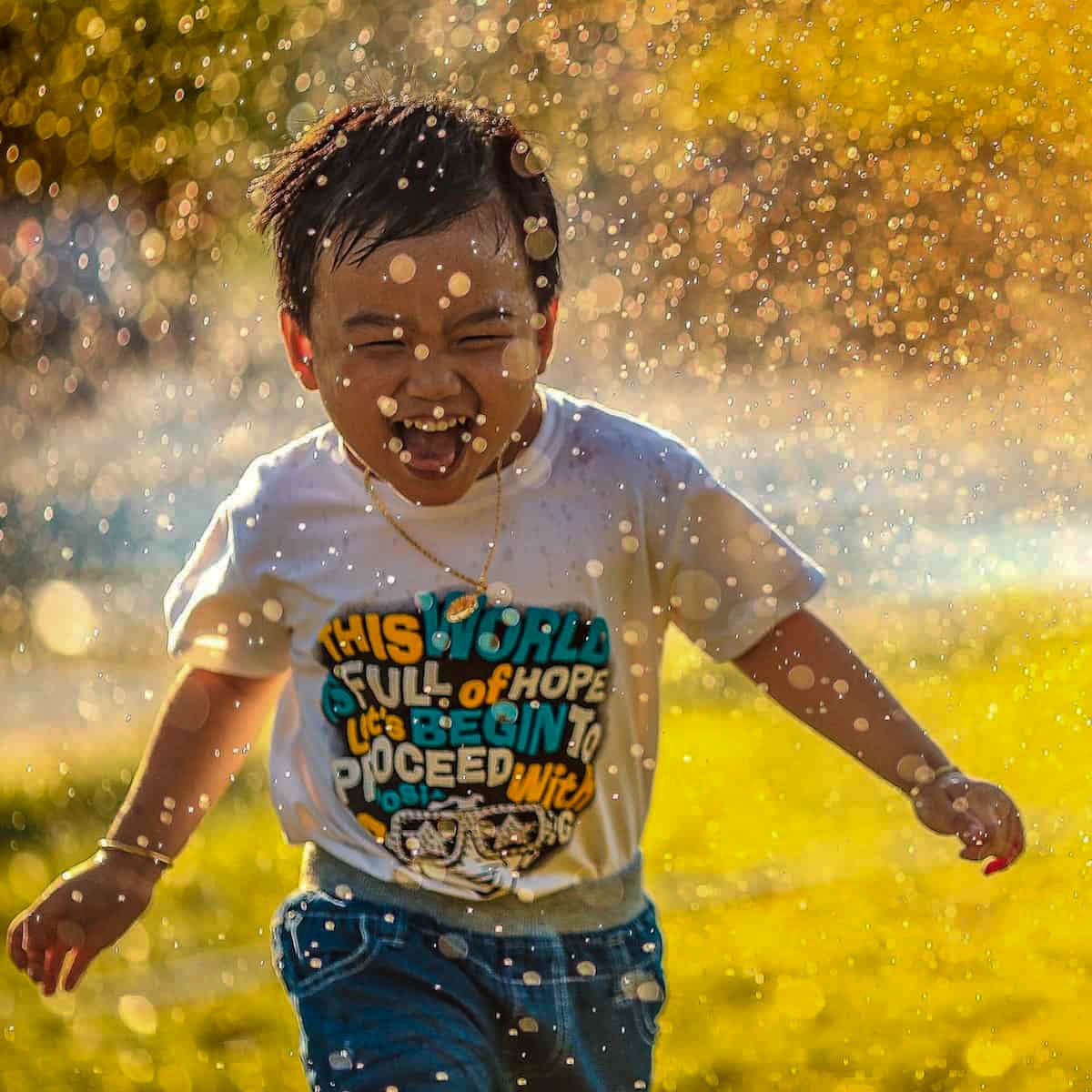 Child running and laughing.